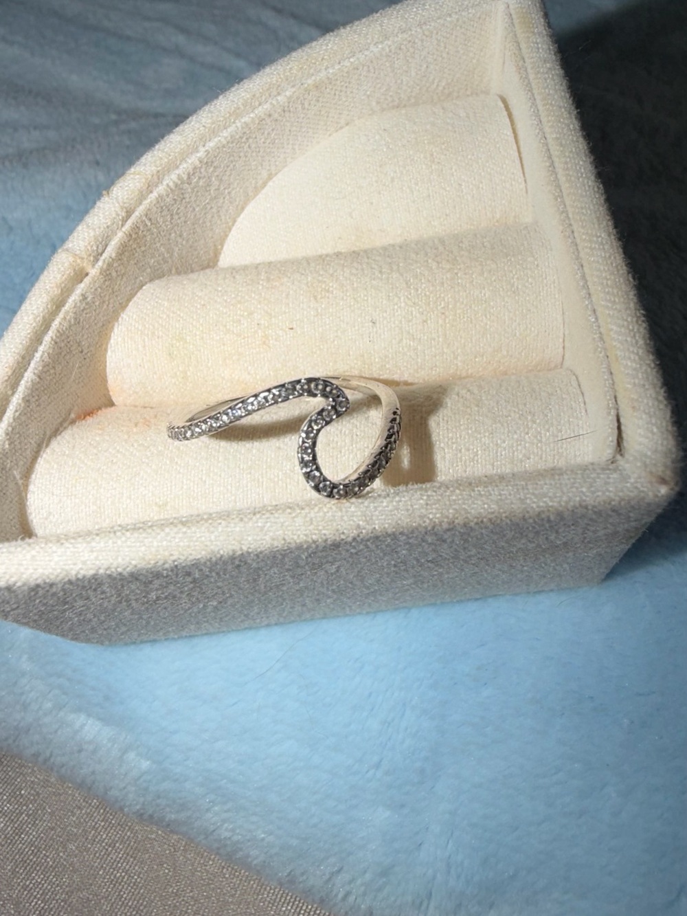 Diamond Ocean Wave Ring 925 Sterling Silver